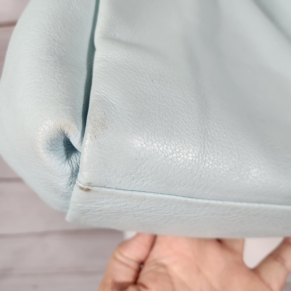 COACH Purse Blue Madison Cafe Carryall Sea Mist Shoulder Bag F27859 - Picture 4 of 16